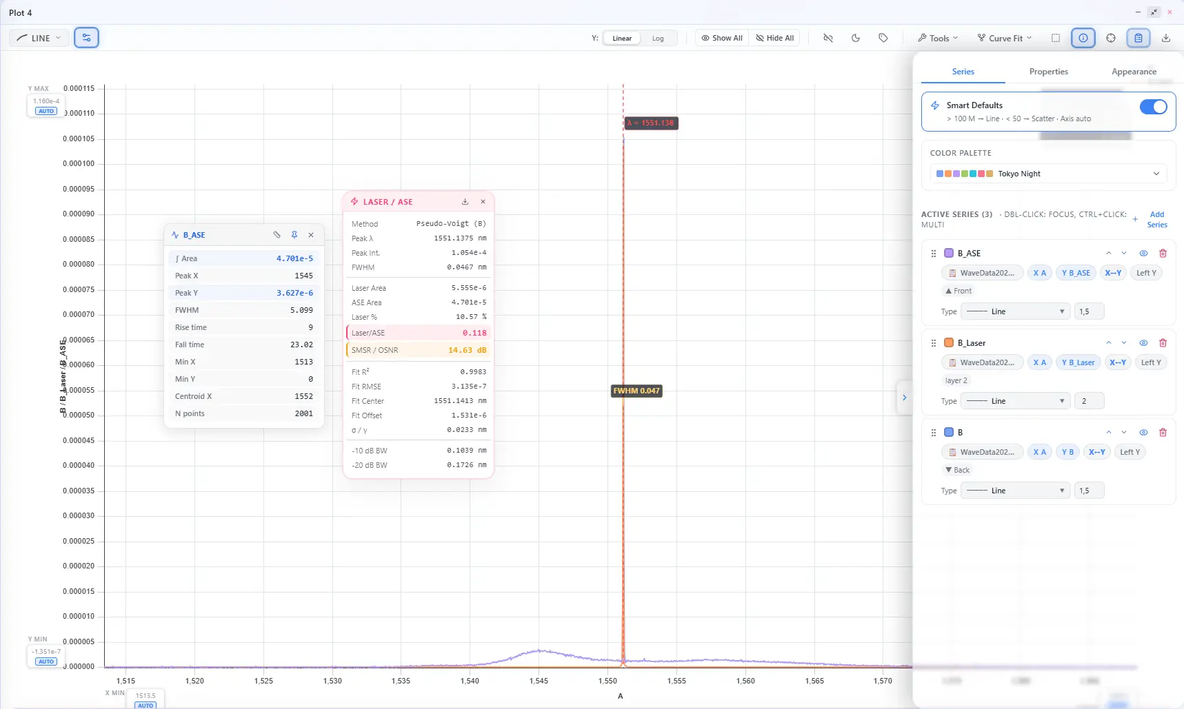 LASER/ASE Analyser screenshot